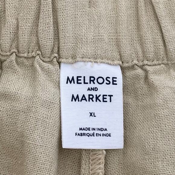NWOT Melrose and Market Linen Blend Elastic Waist Drawstring Shorts Tan/Neutral - Picture 7 of 11